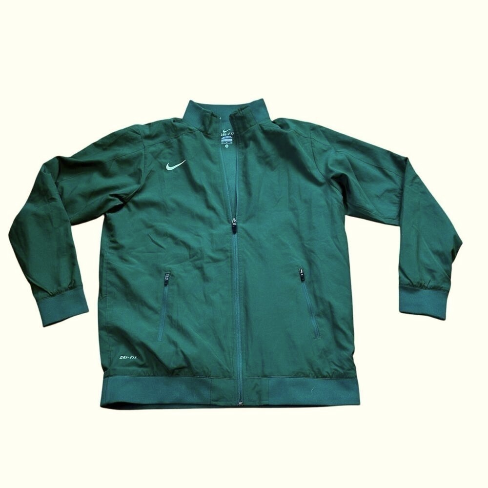 Nike Vintage Warm Up Jacket Men’s XL Green Full Zip Pockets Mock Neck